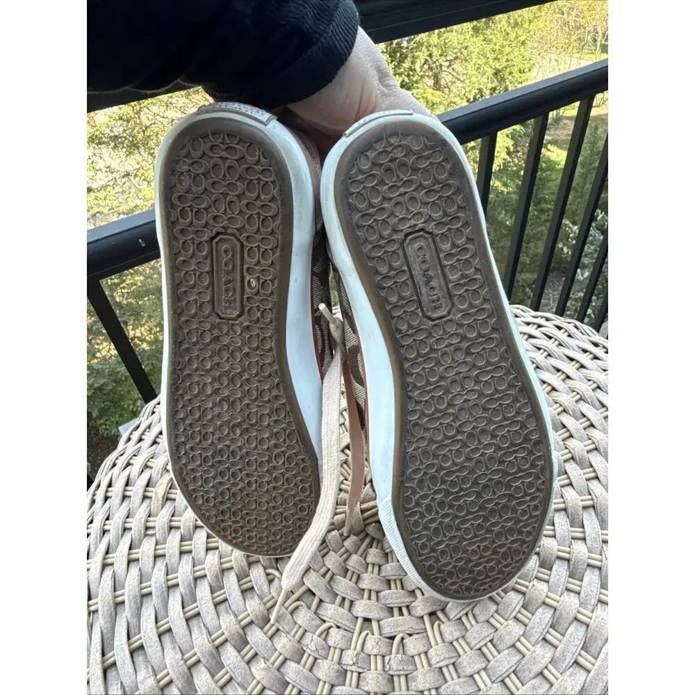 Coach Barrett Women's Sneaker 6M Metallic Pink Canvas Casual Lace-Up Shoes